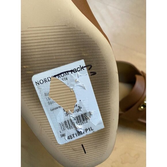 Michael Michael Kors BNWT "Ashley" tan brown logo plate mules women NEW - Picture 6 of 8